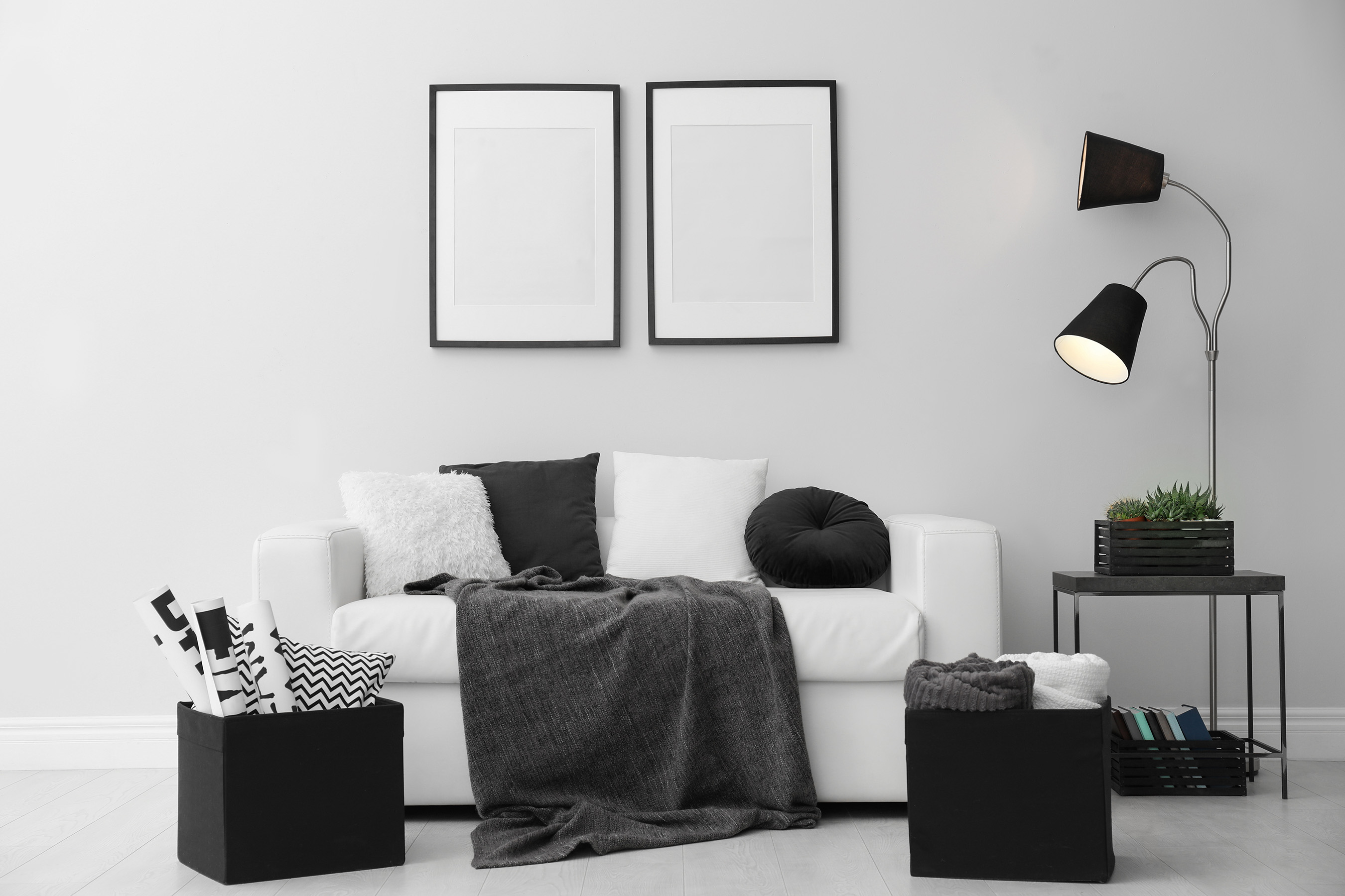 Black and white decorated livingroom decor